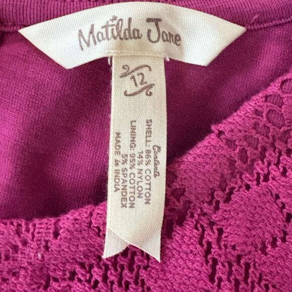 Matilda Jane Dark Pink Ruffle Lace Top Girls 12 - Picture 3 of 3